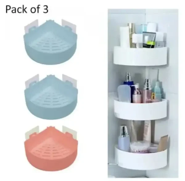 1pcs Plastic Bathroom Shelves - White - Corner Self - Image 2